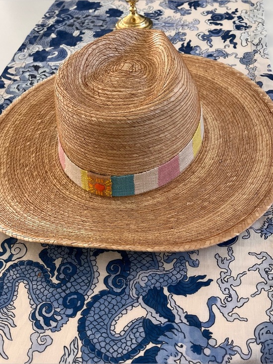 Sunshine Tienda Berta Palm Woven Straw Sun Hat with Multicolor Band main image 4